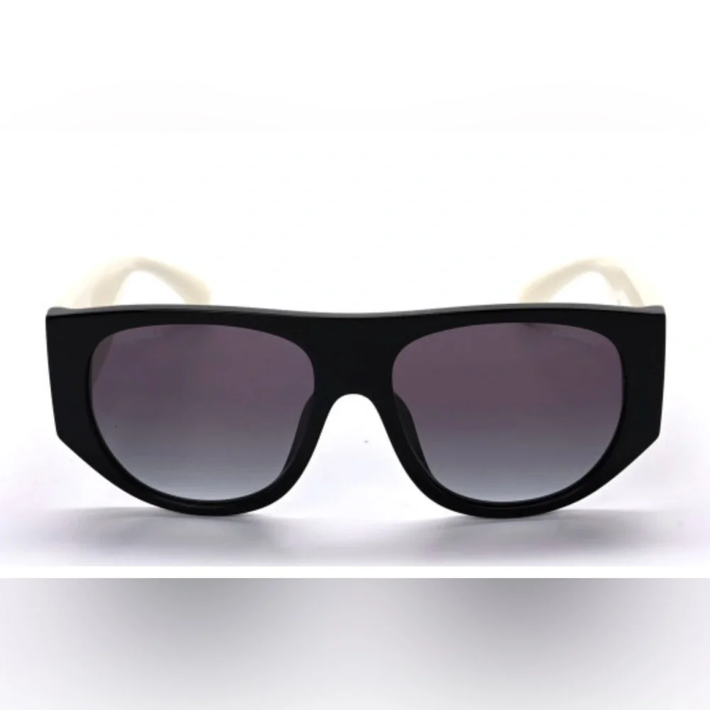 CHANEL Black and Cream Studded Sunglasses Quilted CC Pilot sunglasses - Picture 2 of 9